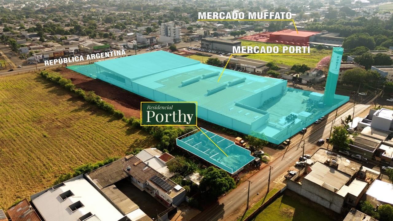 Vista aérea da localização do Porthy Residencial na Av. República Argentina, em Foz do Iguaçu
